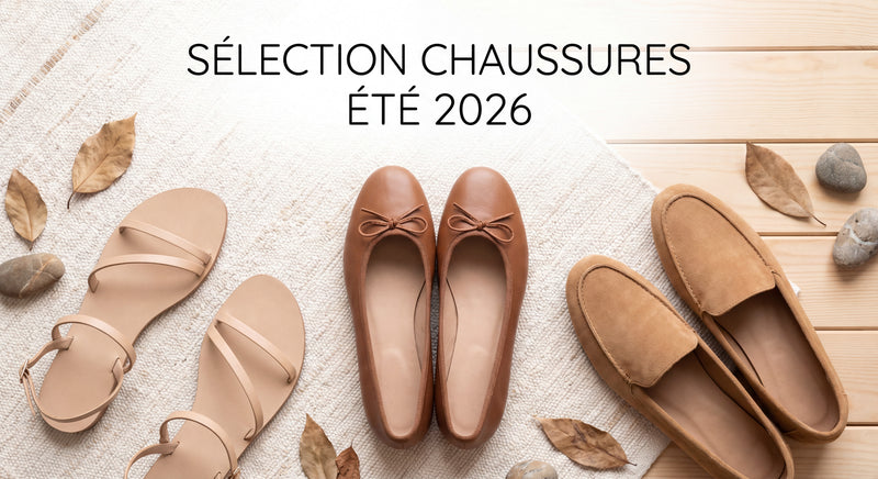 Selection of trendy women's and men's shoes for summer 2026 — ballet flats, sandals, loafers, and colorful sneakers on a light backgrou...
![Chaussures été 2026 : les tendances à adopter (et comment les porter)