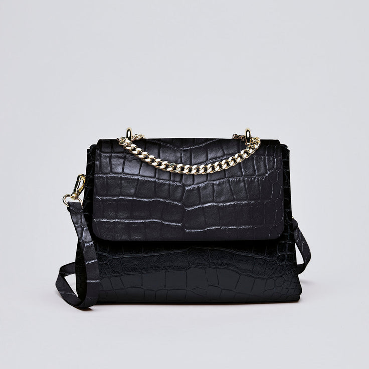 SAC À BANDOULIÈRE CREMIEUX EN CUIR CROCO - André