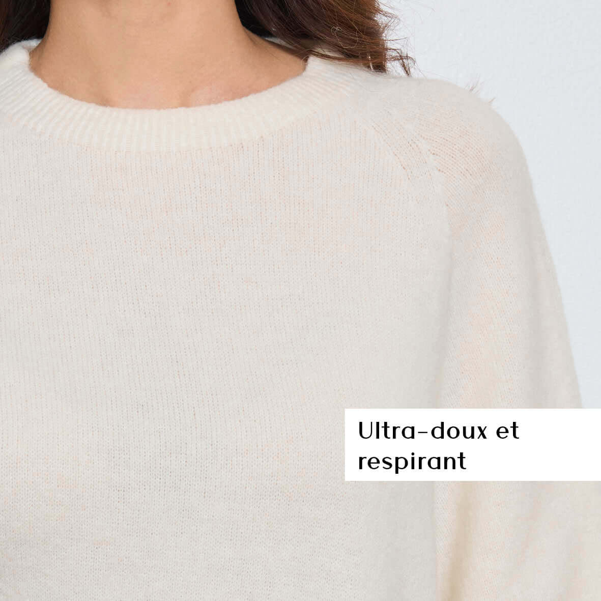 PULL COL ROND AVEC MANCHES 3/4 LOUIE BLANC - André