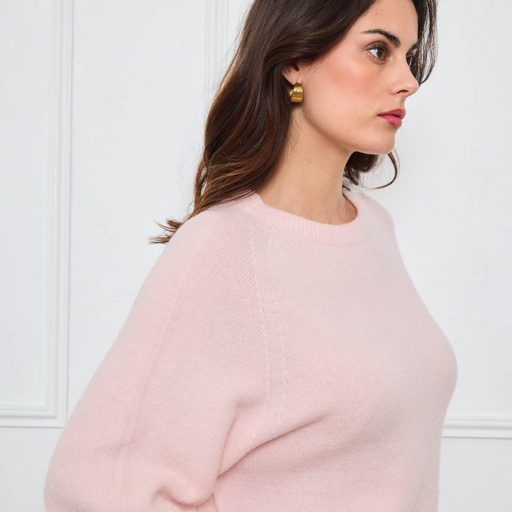 COL ROND AVEC MANCHES 3/4 LOUIE ROSE CLAIR