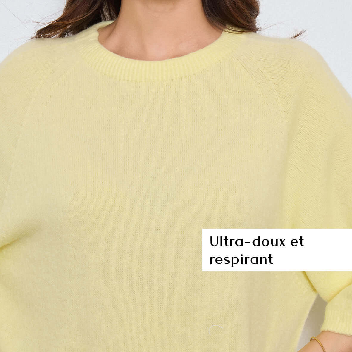 PULL COL ROND AVEC MANCHES 3/4 LOUIE JAUNE POUSSIN - André