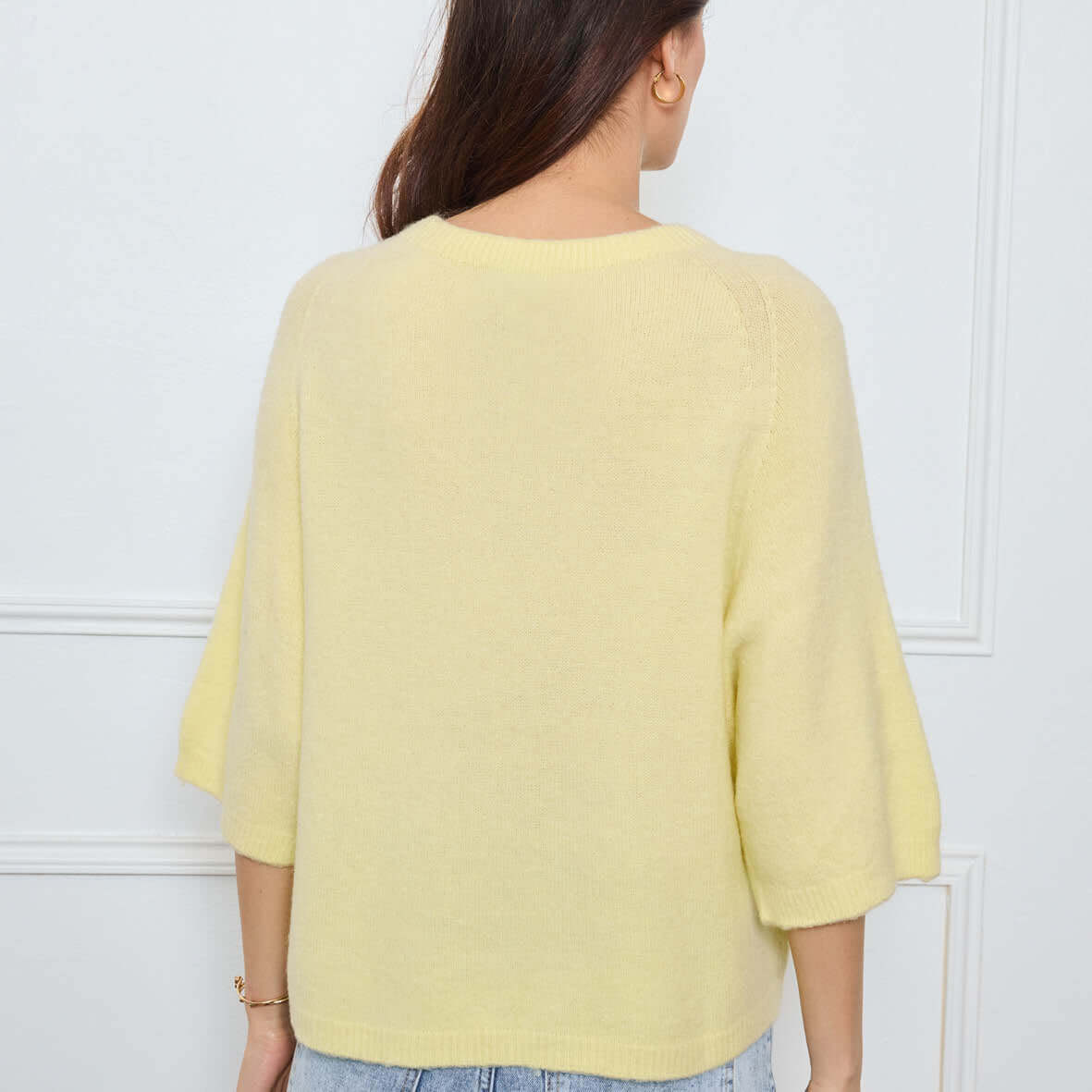 PULL COL ROND AVEC MANCHES 3/4 LOUIE JAUNE POUSSIN - André