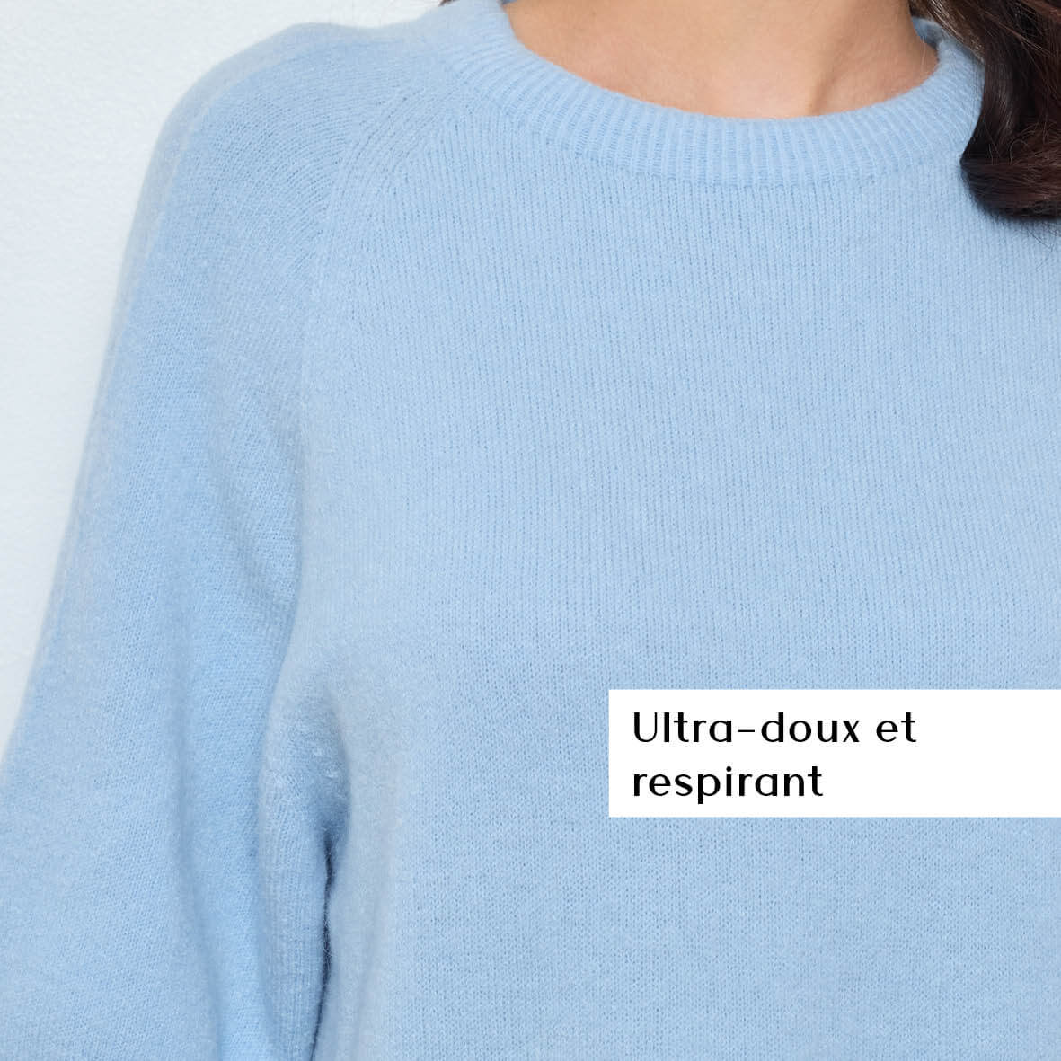 PULL COL ROND AVEC MANCHES 3/4 LOUIE BLEU CLAIR - André