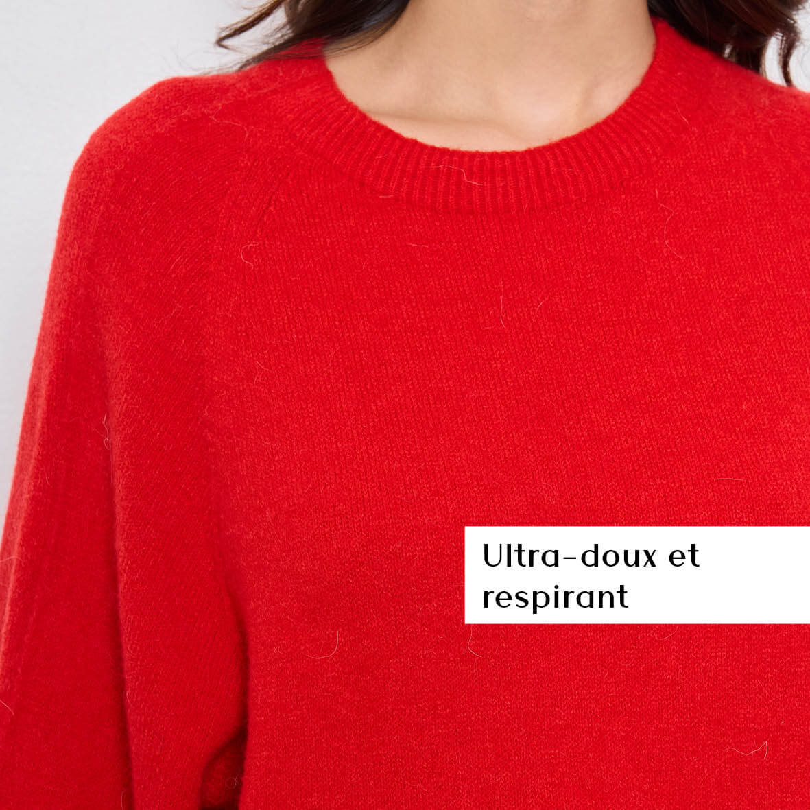 PULL COL ROND AVEC MANCHES 3/4 LOUIE ROUGE - André