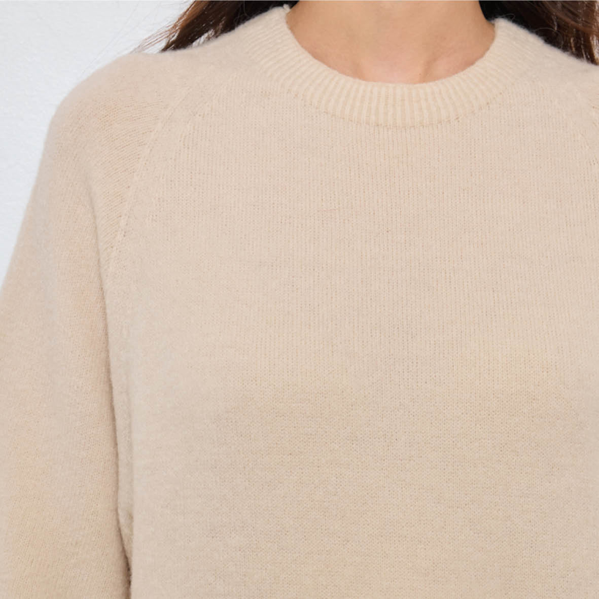 COL ROND AVEC MANCHES 3/4 LOUIE BEIGE