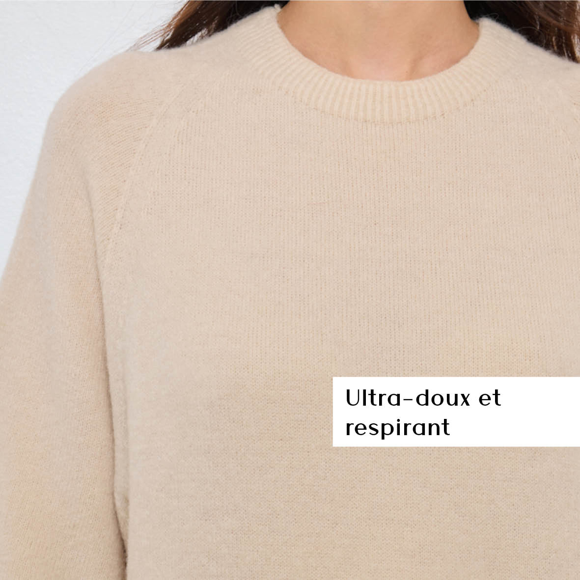 COL ROND AVEC MANCHES 3/4 LOUIE BEIGE