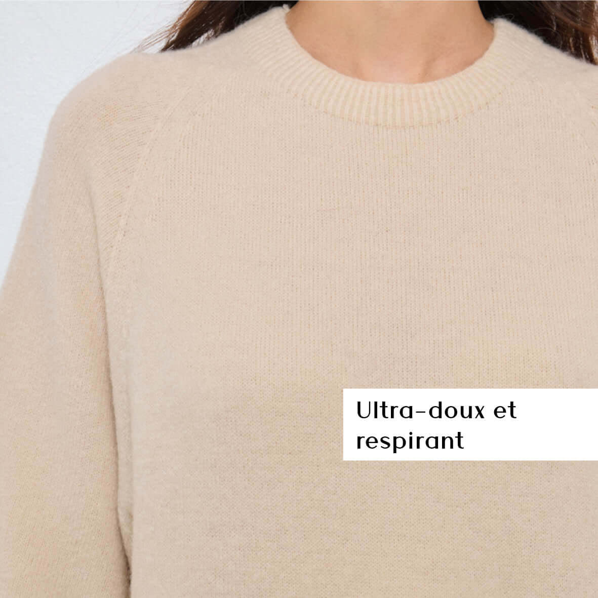 PULL COL ROND AVEC MANCHES 3/4 LOUIE BEIGE - André