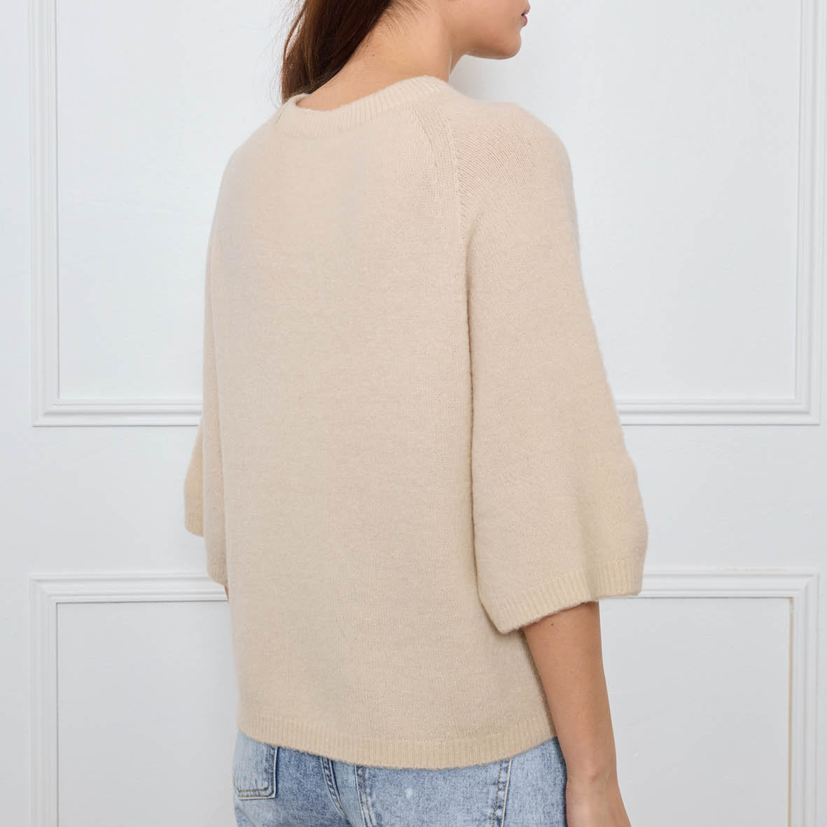 COL ROND AVEC MANCHES 3/4 LOUIE BEIGE