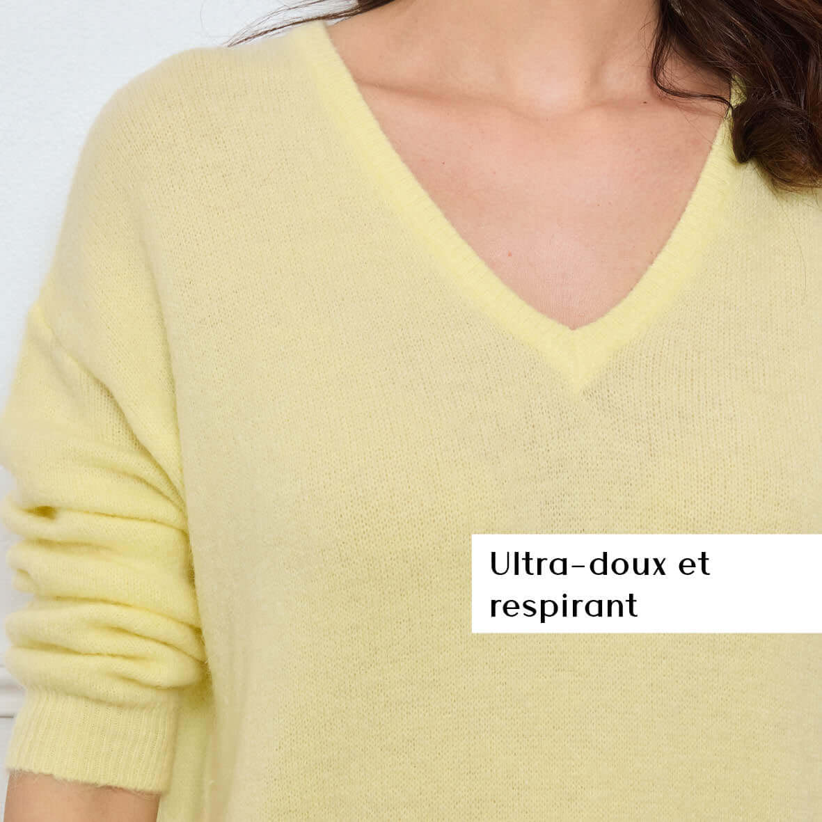 PULL COL V OPALINE JAUNE POUSSIN - André