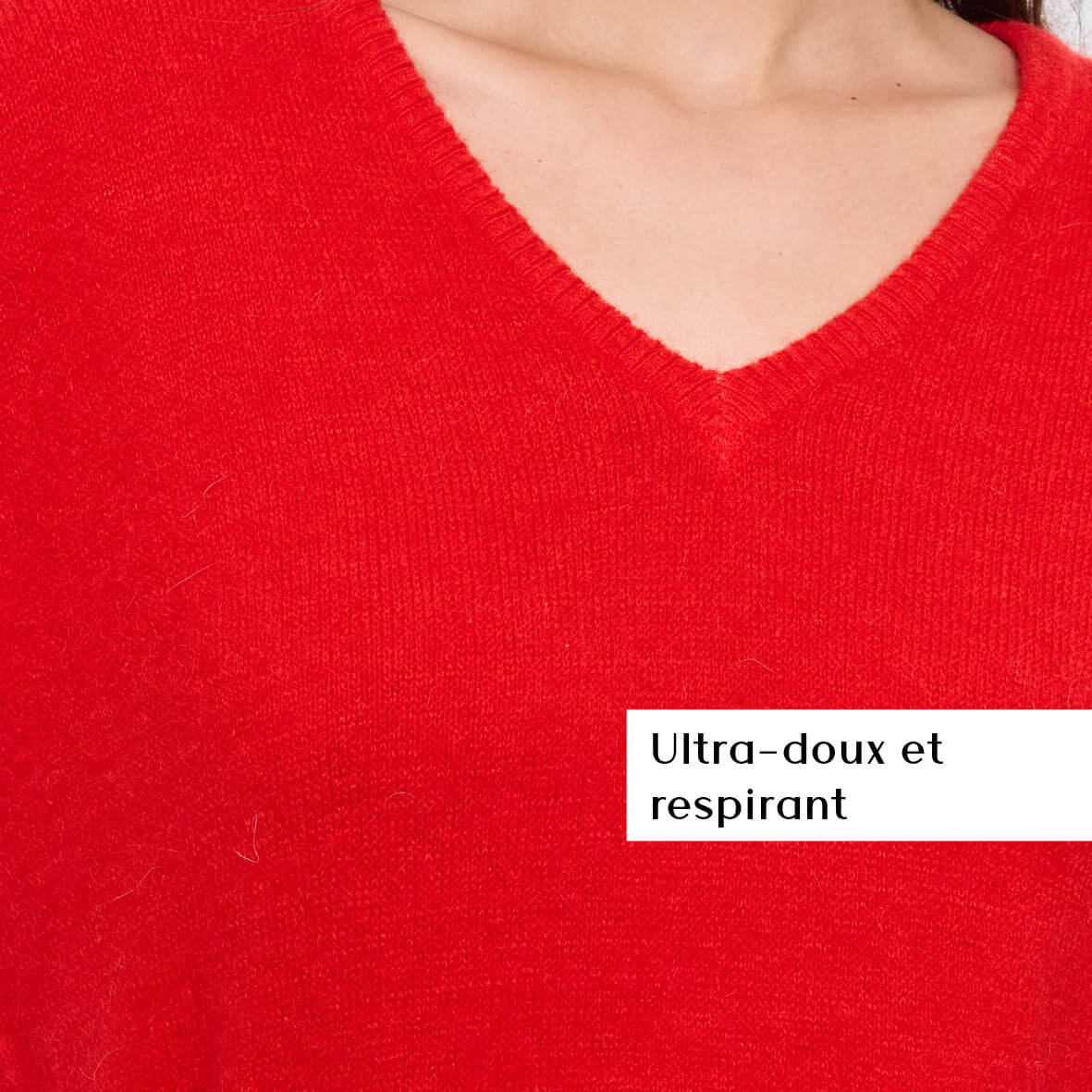 PULL COL V OPALINE ROUGE - André