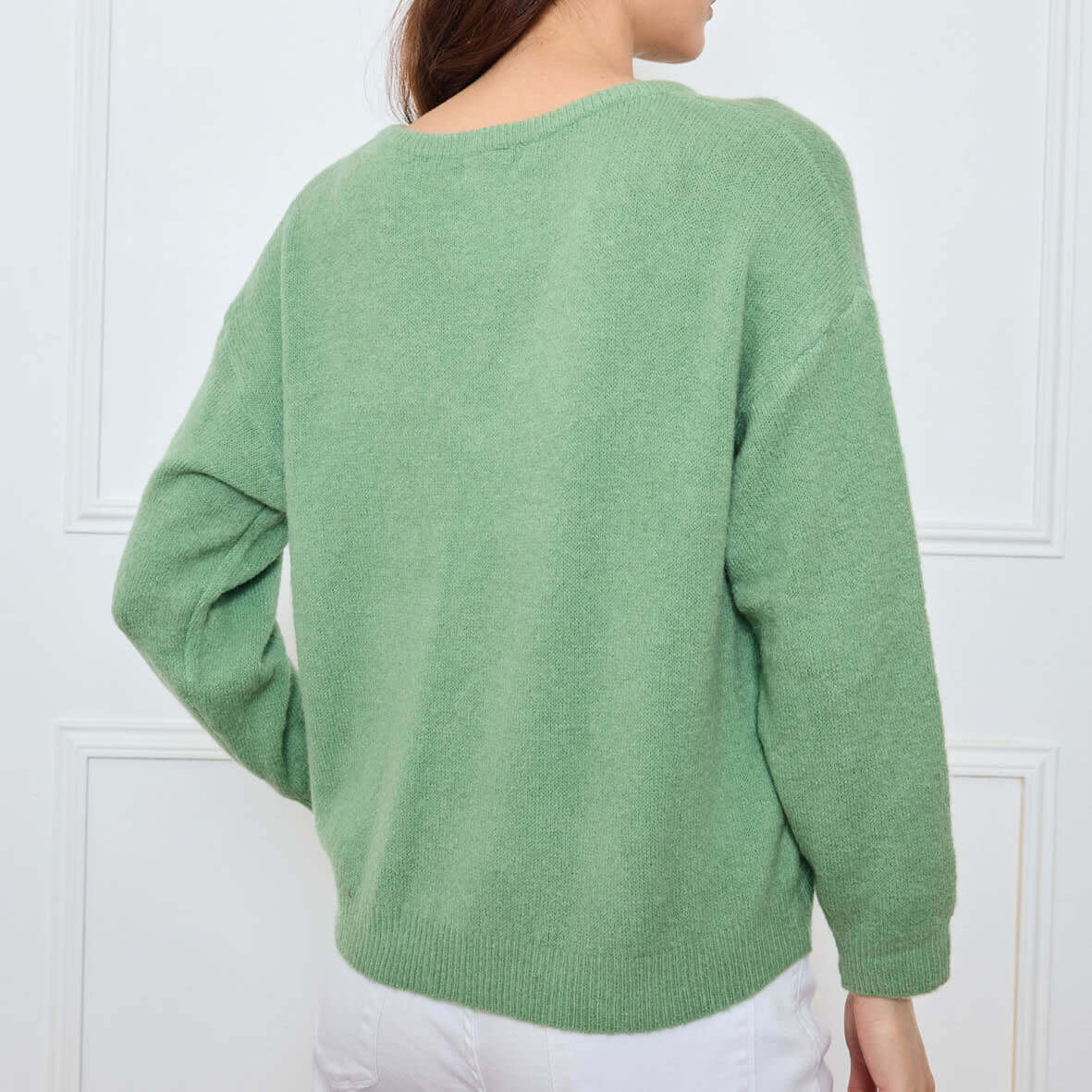 PULL COL V OPALINE SAUGE - André