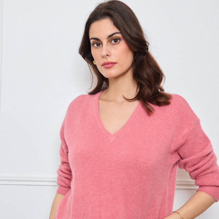 PULL COL V OPALINE ROSE