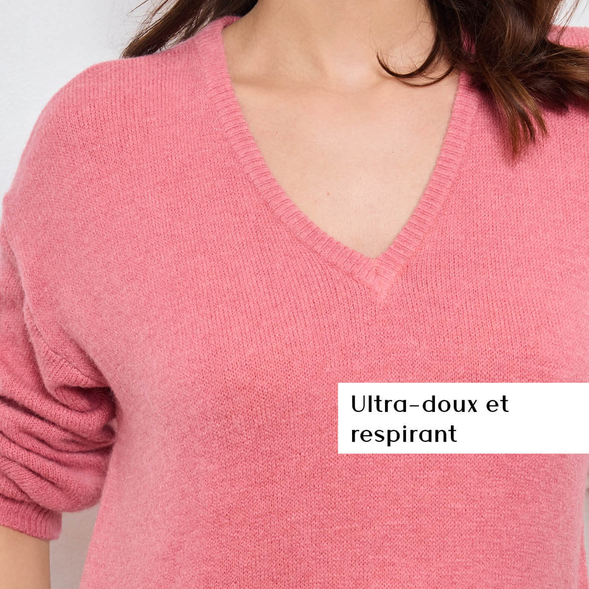 PULL COL V OPALINE ROSE - André