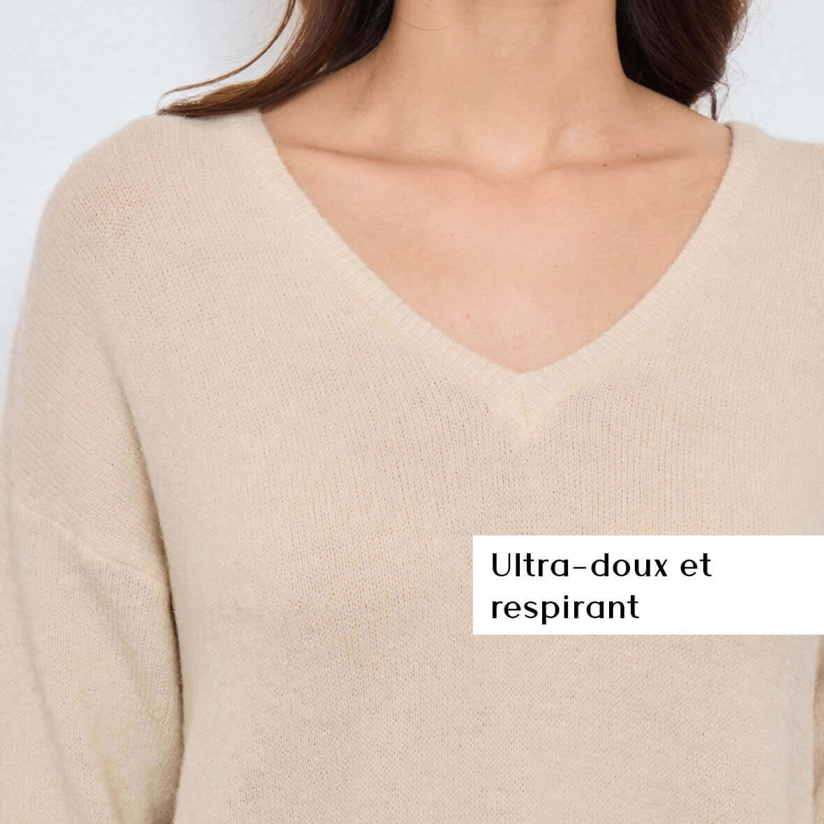 PULL COL V OPALINE BEIGE - André