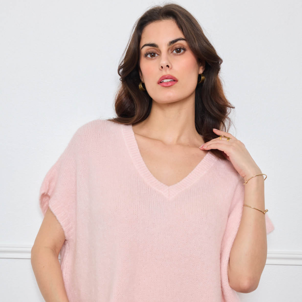COL V OVERSIZED SANS MANCHES MILIE ROSE CLAIR