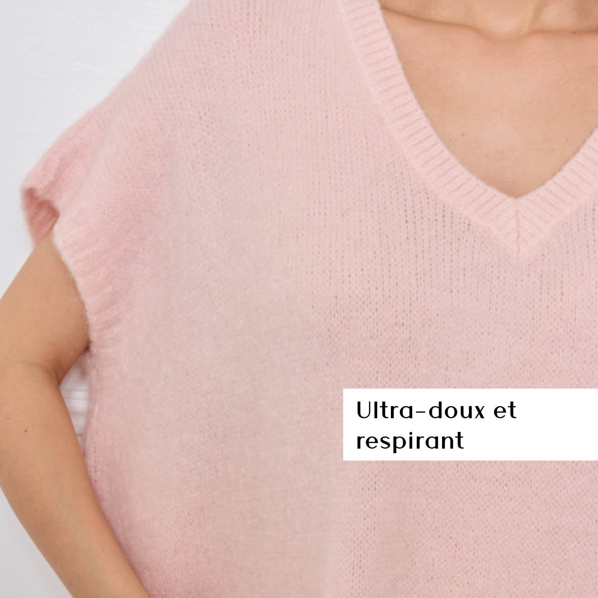 COL V OVERSIZED SANS MANCHES MILIE ROSE CLAIR