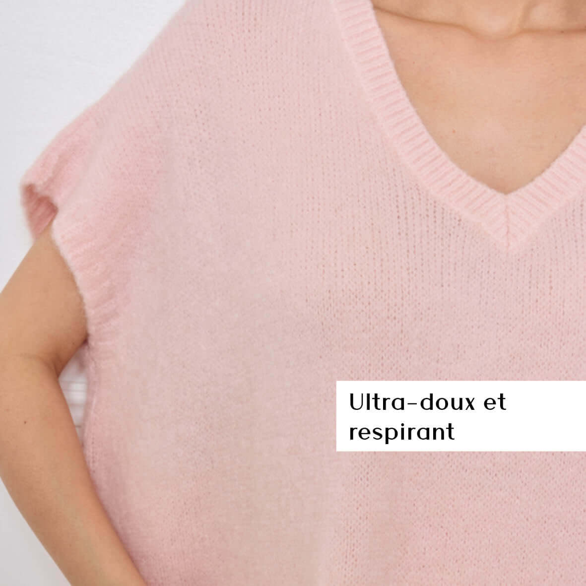 PULL COL V OVERSIZED SANS MANCHES MILIE ROSE CLAIR - André