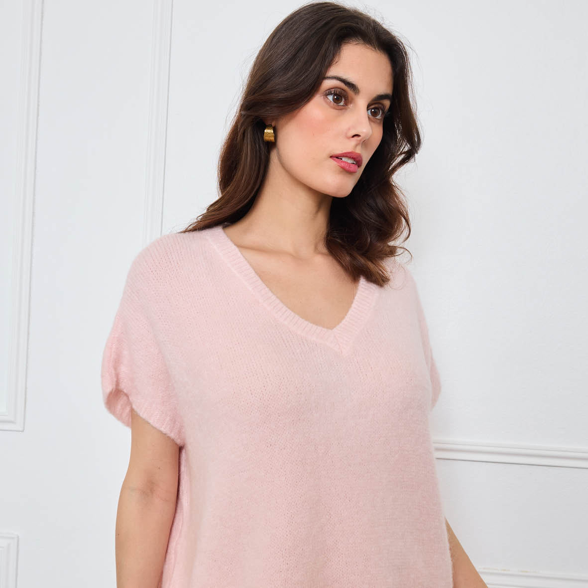 COL V OVERSIZED SANS MANCHES MILIE ROSE CLAIR
