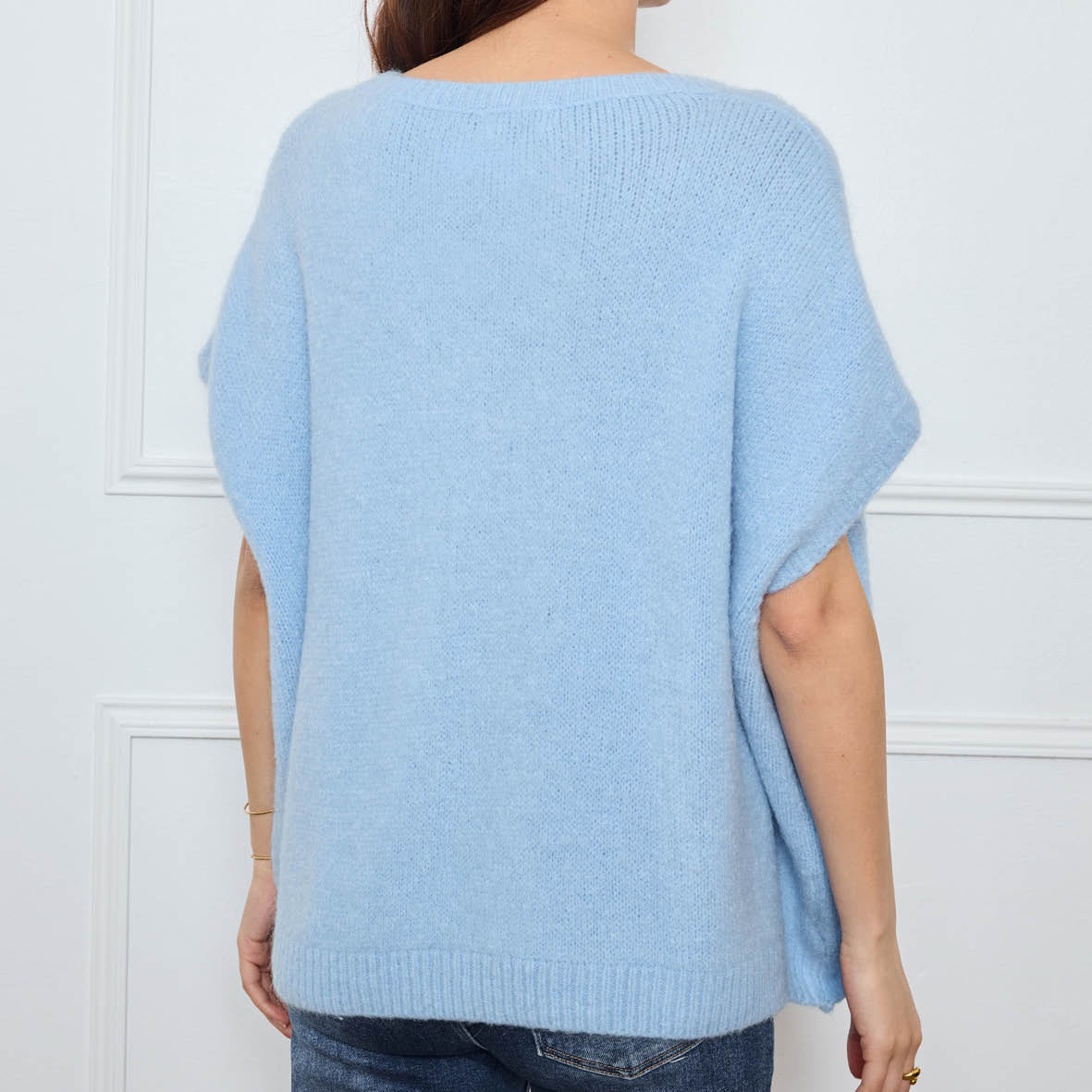 COL V OVERSIZED SANS MANCHES MILIE BLEU CLAIR