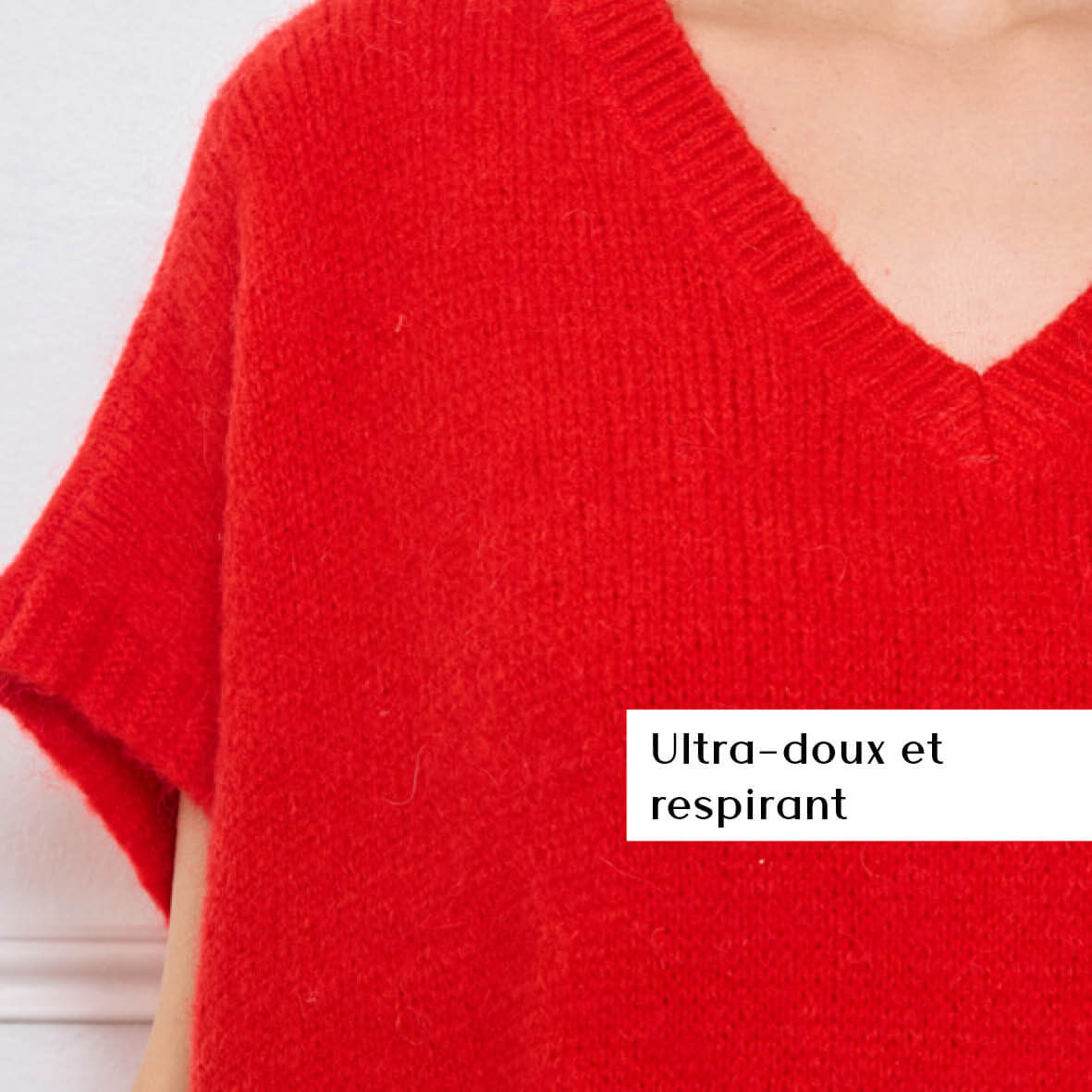 PULL COL V OVERSIZED SANS MANCHES MILIE ROUGE - André