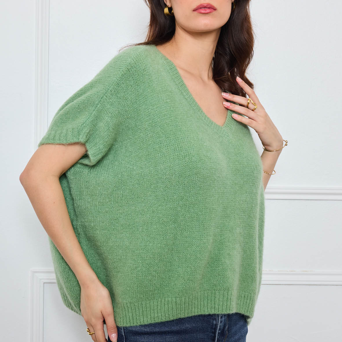 COL V OVERSIZED SANS MANCHES MILIE SAUGE