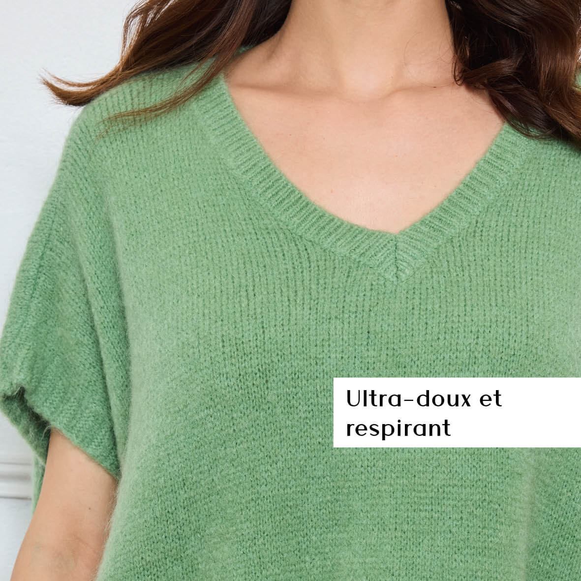 PULL COL V OVERSIZED SANS MANCHES MILIE SAUGE - André