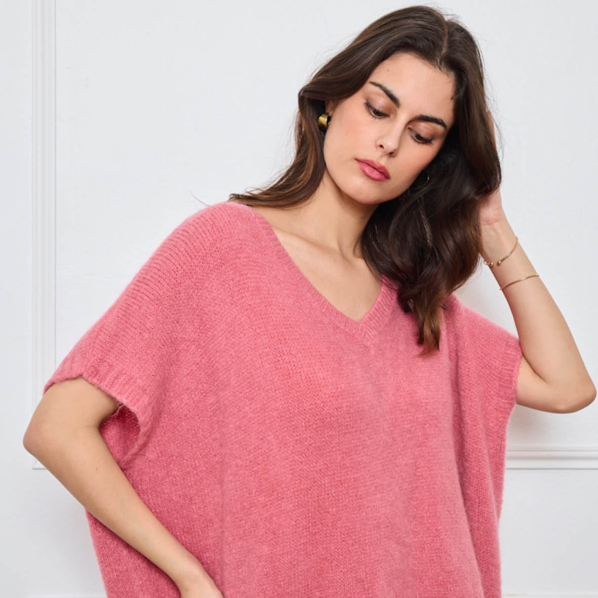 COL V OVERSIZED SANS MANCHES MILIE ROSE