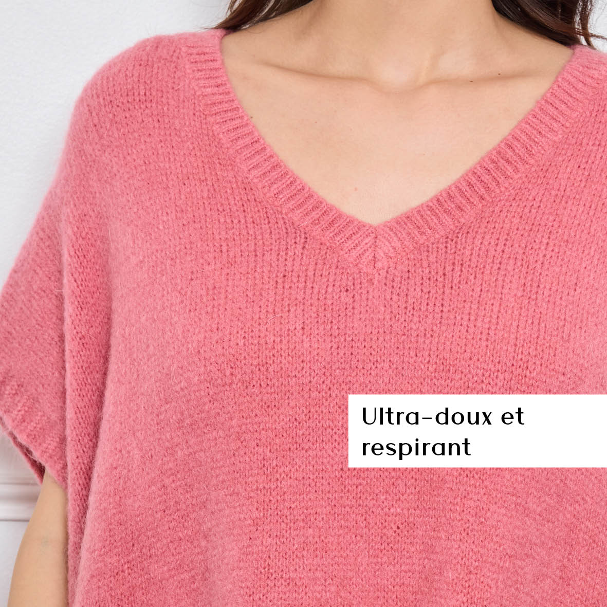 COL V OVERSIZED SANS MANCHES MILIE ROSE