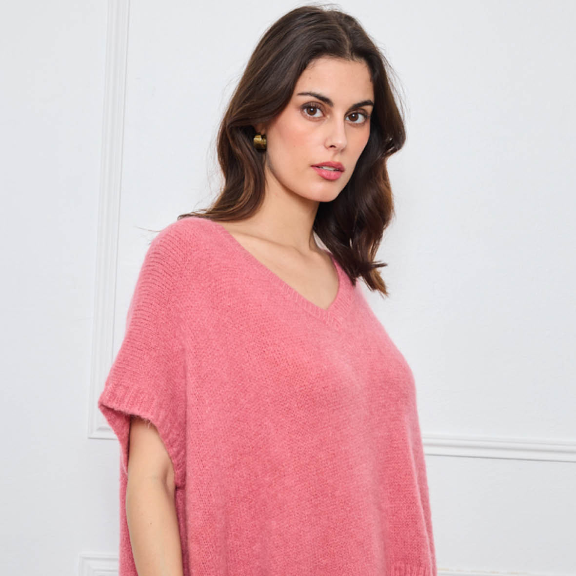 COL V OVERSIZED SANS MANCHES MILIE ROSE