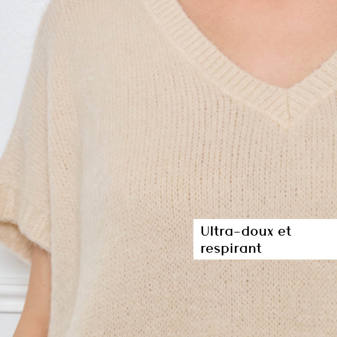 COL V OVERSIZED SANS MANCHES MILIE BEIGE