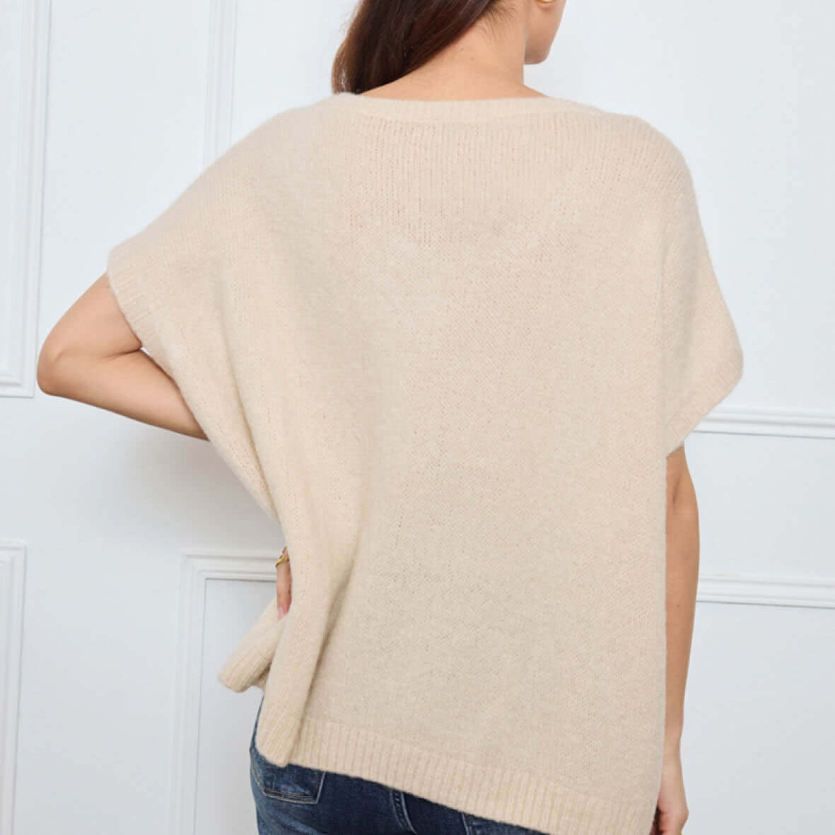 PULL COL V OVERSIZED SANS MANCHES MILIE BEIGE - André