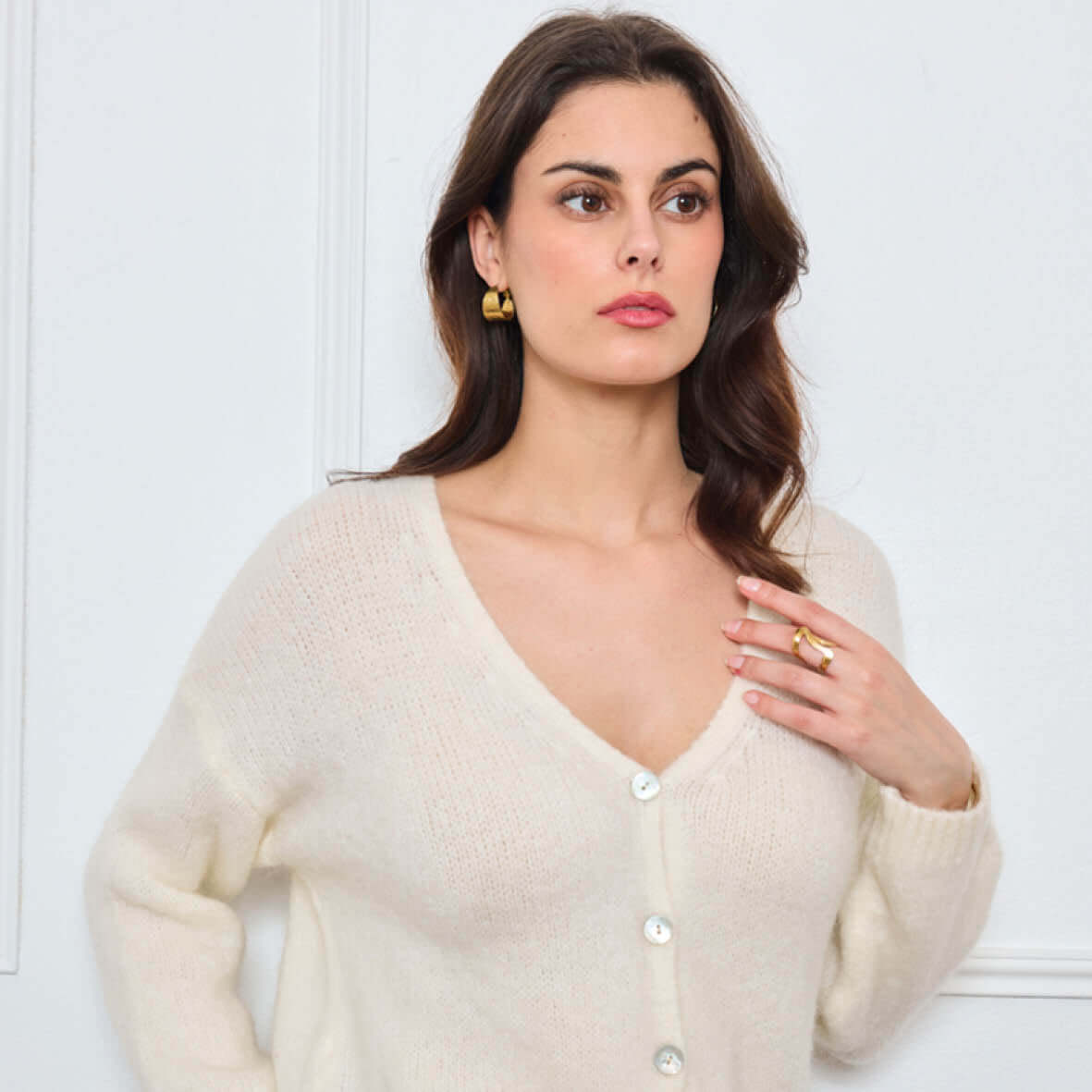 CARDIGAN COL V GLORIA BLANC - André