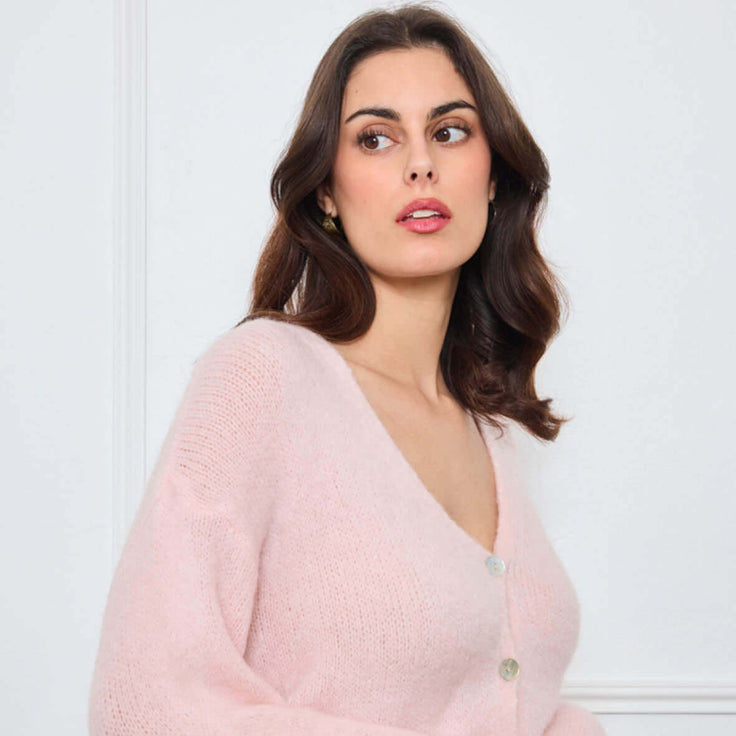 CARDIGAN COL V GLORIA ROSE CLAIR - André