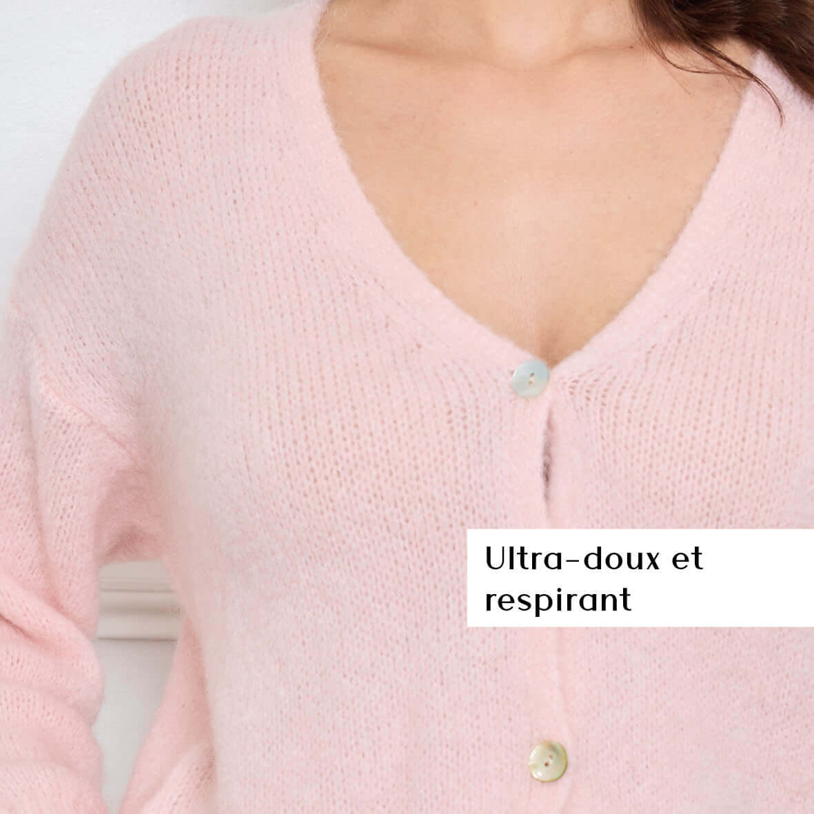 CARDIGAN COL V GLORIA ROSE CLAIR - André