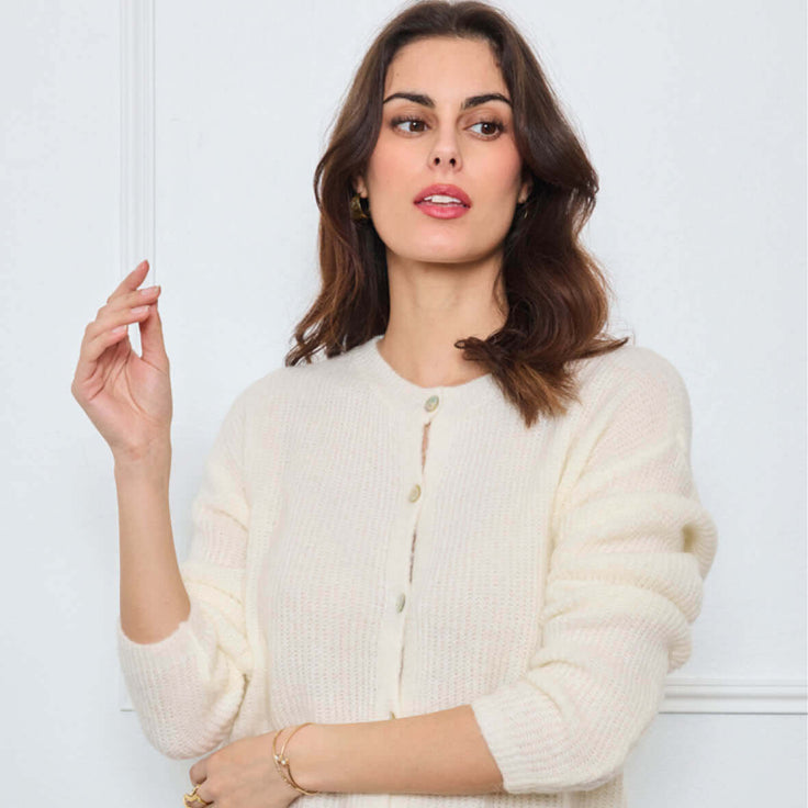 CARDIGAN COL ROND AVELINE BLANC - André