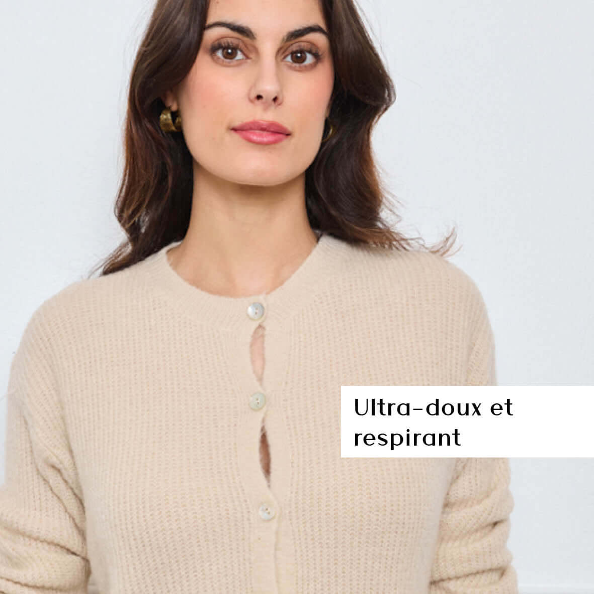 CARDIGAN COL ROND AVELINE BEIGE - André