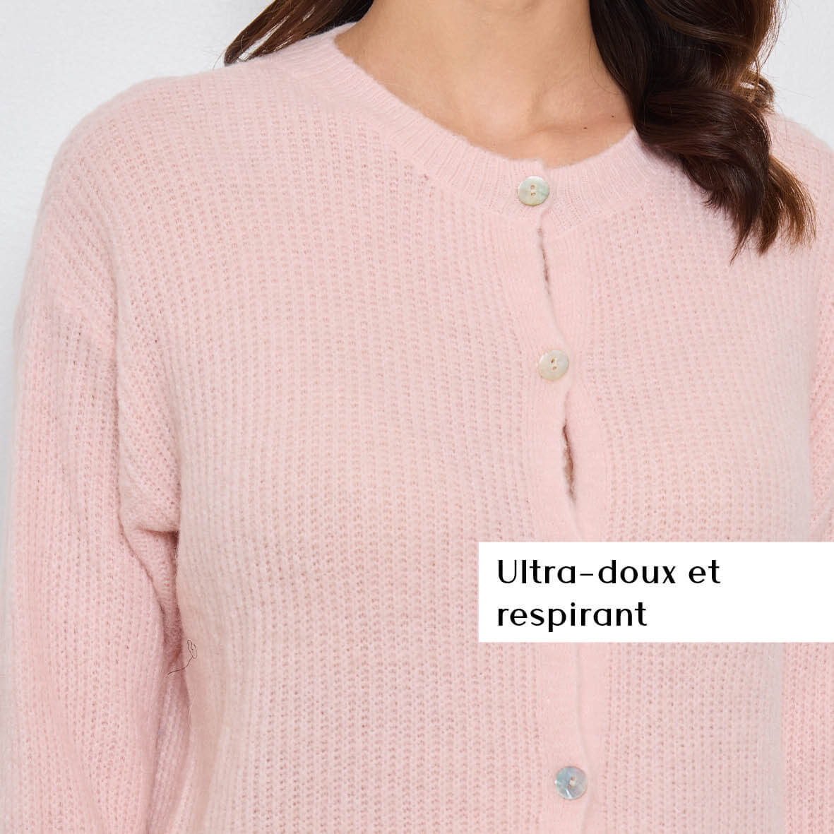 CARDIGAN COL ROND AVELINE ROSE CLAIR - André
