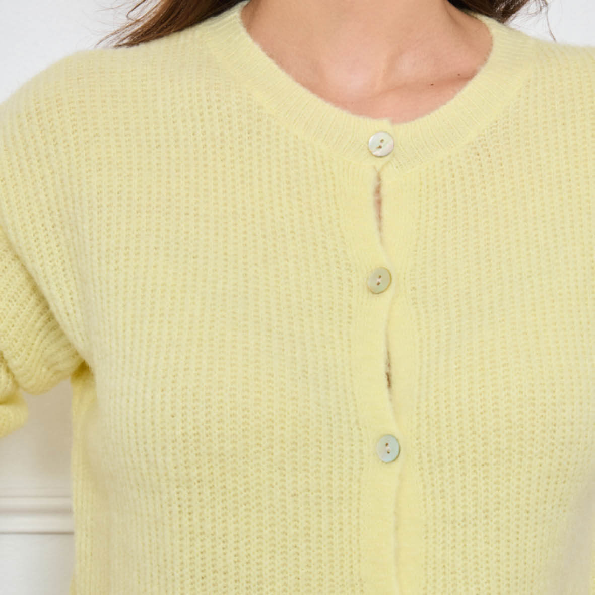 CARDIGAN COL ROND AVELINE JAUNE POUSSIN - André