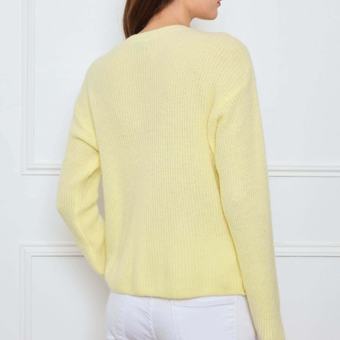 CARDIGAN COL ROND AVELINE JAUNE POUSSIN - André
