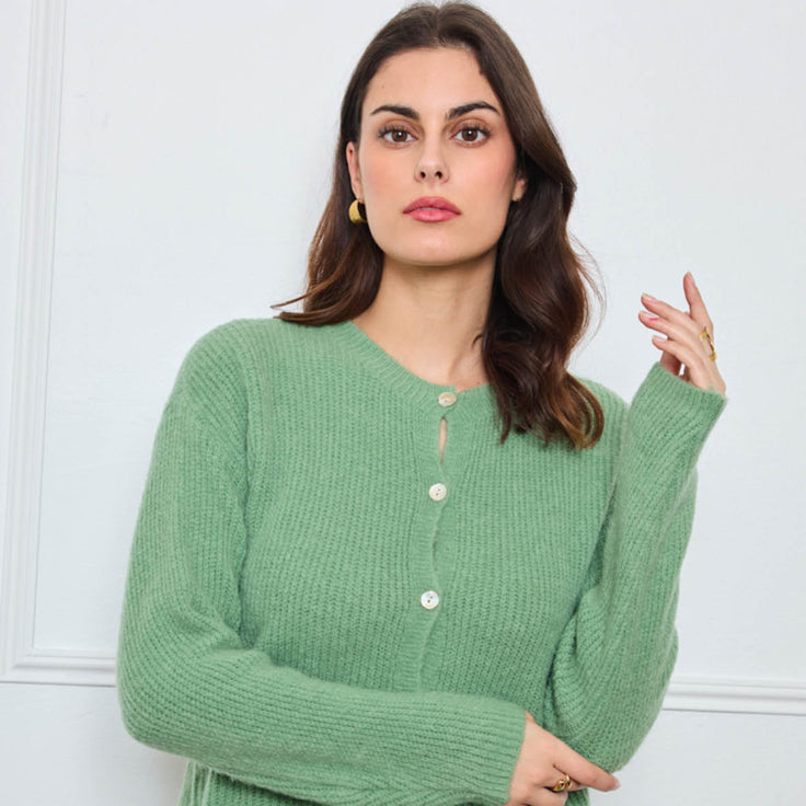CARDIGAN COL ROND AVELINE SAUGE