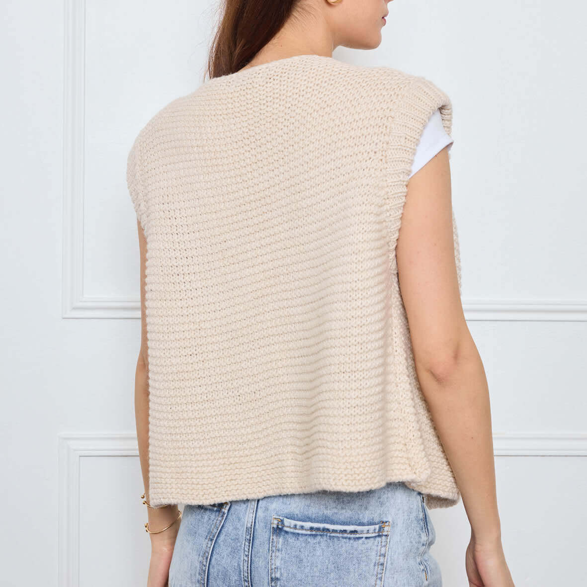 GILET TRICOT SANS MANCHES THEOLINE ÉCRU - André