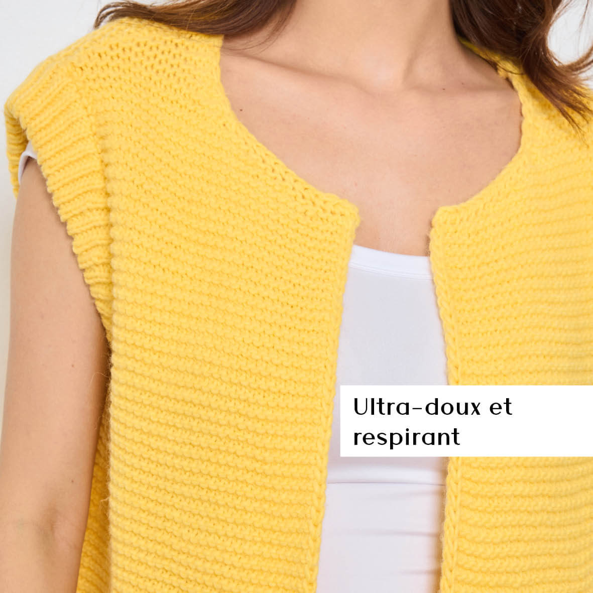 GILET TRICOT SANS MANCHES THEOLINE JAUNE - André