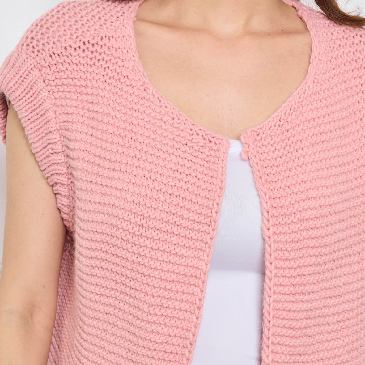 TRICOT SANS MANCHES THEOLINE ROSE CLAIR