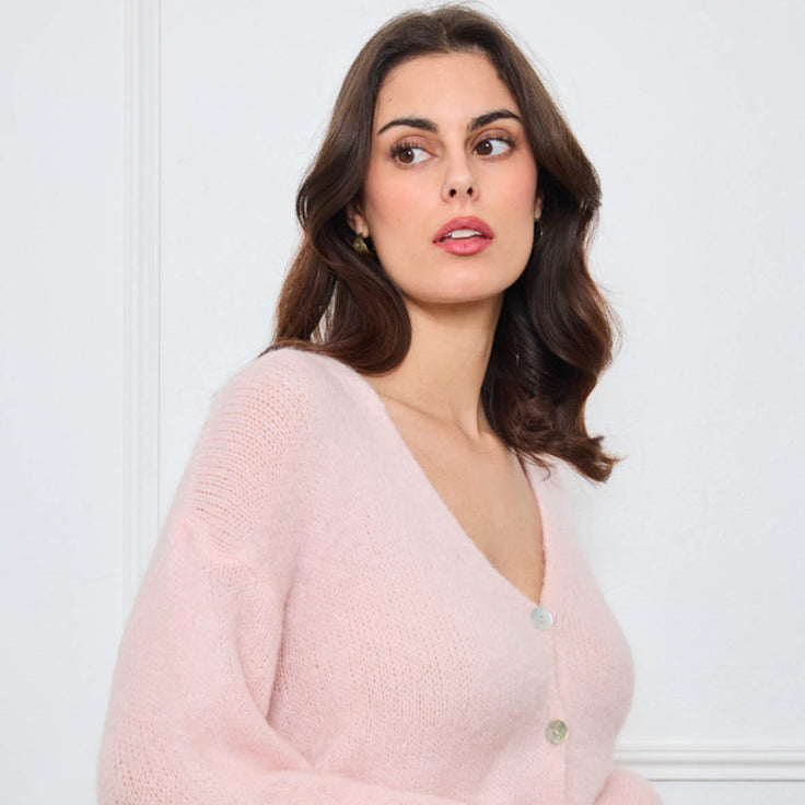 CARDIGAN COL V GLORIA ROSE CLAIR