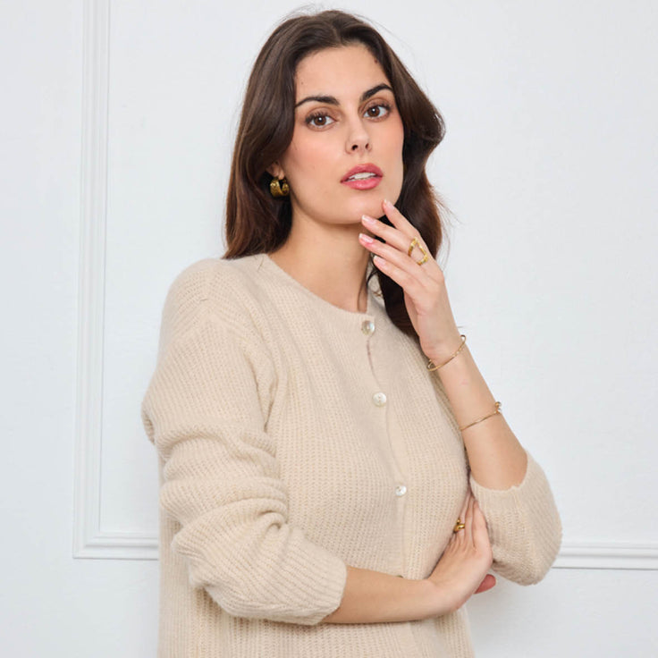 CARDIGAN COL ROND AVELINE BEIGE