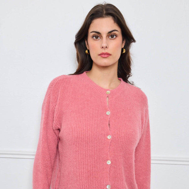 CARDIGAN COL ROND AVELINE ROSE