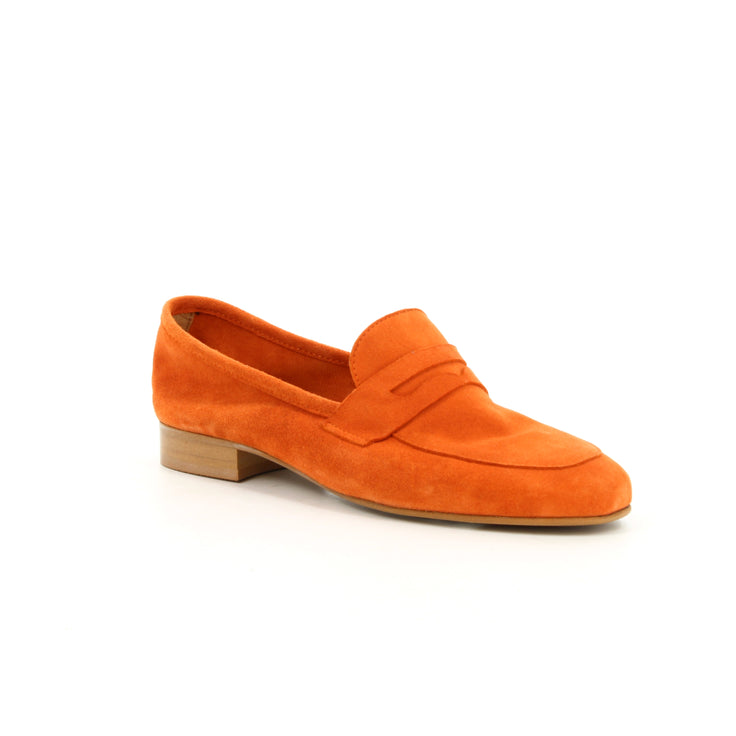 Mocassins compensés en cuir velours avec strass argent