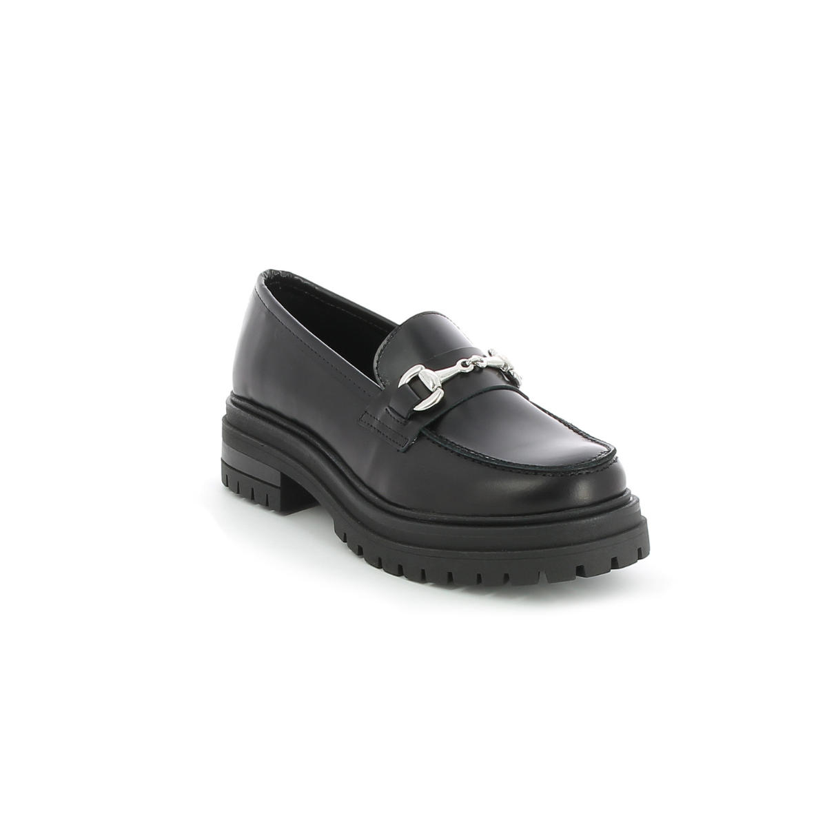 ANTONIS 2 Mocassins en Cuir Noir pour Femme avec Details Argentes Andre