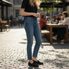 André black leather loafers for women with a pleated detail on the vamp. Comfortable and elegant.