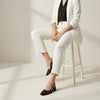 André black woven leather slingback heels with a square toe and block heel.